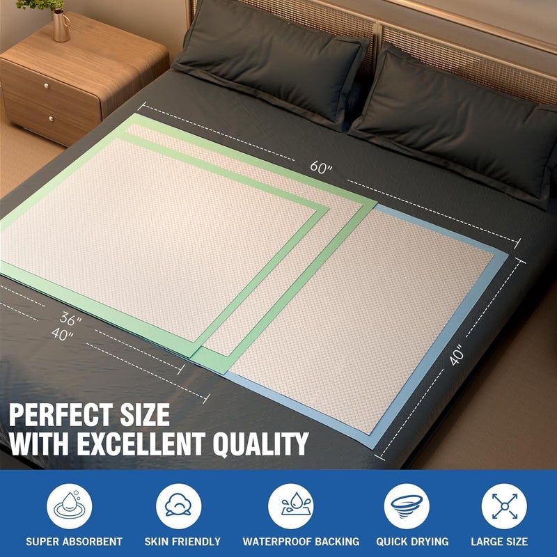 MILDPLUS Bed Pads Disposable 40"X60" Super Absorbent Pee Pads, Oversized Underpads for Adults, Elderly, Pets [150x200CM, 15pcs] - Image 3